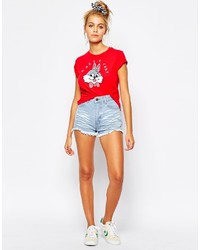 Lazy Oaf Cropped T Shirt With Happy Crap Bunny Print
