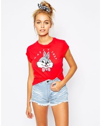 Lazy Oaf Cropped T Shirt With Happy Crap Bunny Print