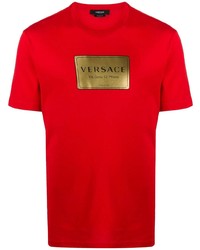 Versace Logo Plaque Print T Shirt