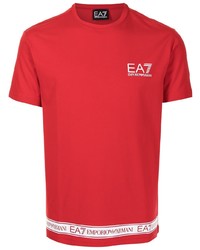 Ea7 Emporio Armani Logo Print Cotton T Shirt