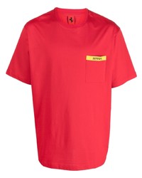Ferrari Logo Print Crew Neck T Shirt