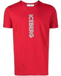 Iceberg Logo Print Stretch Cotton T Shirt