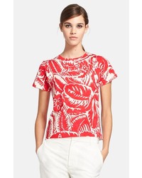 Marc Jacobs Floral Print Cotton Tee Red X Small