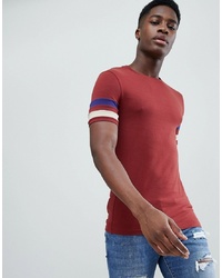 ASOS DESIGN Muscle Fit T Shirt With Sleeve Stripe