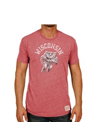 Retro Brand Original Heather Red Wisconsin Badgers Vintage Football Bucky Tri Blend T Shirt At Nordstrom