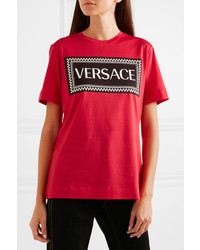Versace Printed Cotton Jersey T Shirt