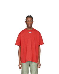 Off-White Red Airport Tape Over T Shirt