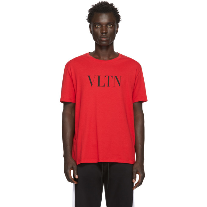 Valentino Red And Black Vltn T Shirt, $215 | SSENSE | Lookastic