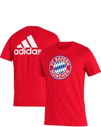 adidas Red Bayern Munich Three Stripe T Shirt
