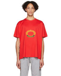 Burberry Red Embroidered T Shirt