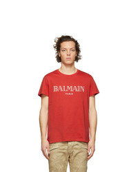 Balmain Red Logo T Shirt