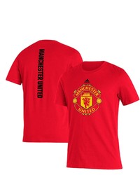 adidas Red Manchester United Back Half T Shirt