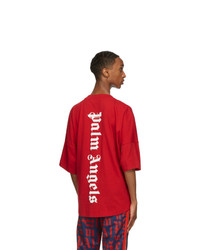 Palm Angels Red Ns Logo T Shirt