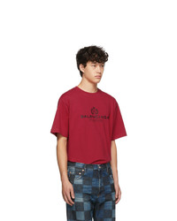 Balenciaga Red Paris Laurel Regular Fit T Shirt