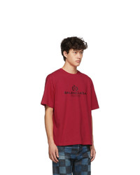 Balenciaga Red Paris Laurel Regular Fit T Shirt