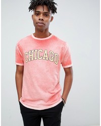 ASOS DESIGN Relaxed T Shirt With Chicago Print And Bleach Wash