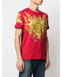 VERSACE JEANS COUTURE Rococo Crystal Motif Cotton T Shirt