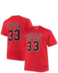 Mitchell & Ness Scottie Pippen Red Chicago Bulls Big Tall Hardwood Classics Name Number T Shirt