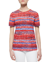 Tory Burch Short Sleeve Knit Print Jersey Tee Brilliant Red