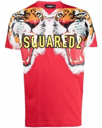 DSQUARED2 Tiger Print Cotton T Shirt