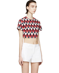 Dsquared2 Red And Navy Printed Crop Top