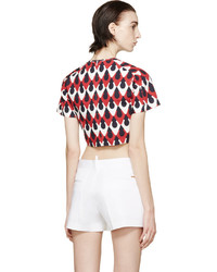 Dsquared2 Red And Navy Printed Crop Top
