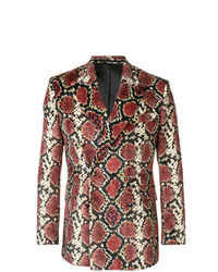 Red Print Double Breasted Blazer