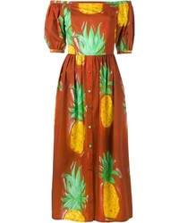 Tata-Naka Tata Naka Sierva Pineapple Print Off Shoulder Dress