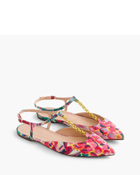 J.Crew Pointed Toe Flats With Chain Link In Ratti Painted Pineapple