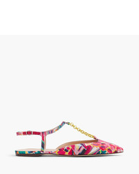 J.Crew Pointed Toe Flats With Chain Link In Ratti Painted Pineapple