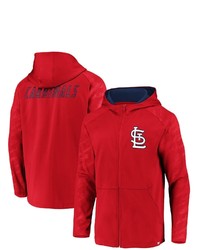 FANATICS Branded Red St Louis Defender Fleece Full Zip Raglan Hoodie
