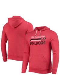 Alternative Apparel Heathered Red Bulldogs Team Stack Challenger Tri Blend Pullover Hoodie