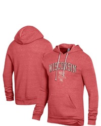 Alternative Apparel Heathered Red Wisconsin Badgers Challenger Tri Blend Pullover Hoodie At Nordstrom