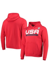 Nike Red Usa Basketball Fleece Pullover Hoodie