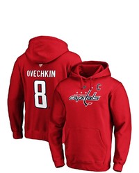 FANATICS Branded Alexander Ovechkin Red Washington Capitals Authentic Stack Player Name Number Pullover Hoodie