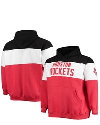 FANATICS Branded Blackred Houston Rockets Big Tall Colorblock Wordmark Pullover Hoodie