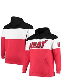 FANATICS Branded Blackred Miami Heat Big Tall Colorblock Wordmark Pullover Hoodie