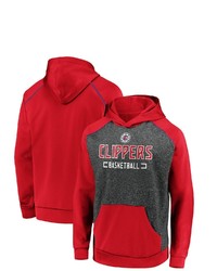 FANATICS Branded Heathered Charcoalred La Clippers Game Day Ready Raglan Pullover Hoodie