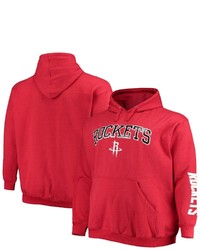 FANATICS Branded Red Houston Rockets Big Tall Team Wordmark Pullover Hoodie