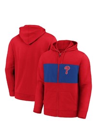 FANATICS Branded Red Philadelphia Phillies Team Twill Full Zip Hoodie Jacket
