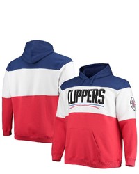 FANATICS Branded Royalred La Clippers Big Tall Colorblock Wordmark Pullover Hoodie