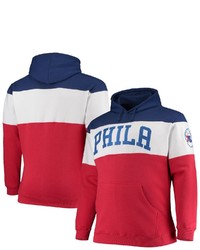 FANATICS Branded Royalred Philadelphia 76ers Big Tall Colorblock Wordmark Pullover Hoodie