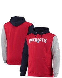 PROFILE Navyred New England Patriots Big Tall Pullover Hoodie