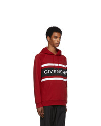 Givenchy Red Contrasting Stripes Hoodie