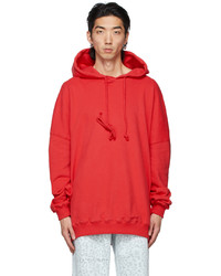 We11done Red Oversized Back Logo Hoodie
