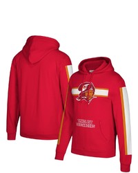 Mitchell & Ness Red Tampa Bay Buccaneers Three Stripe Pullover Hoodie