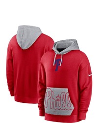 Nike Redgray Philadelphia Phillies Heritage Tri Blend Pullover Hoodie