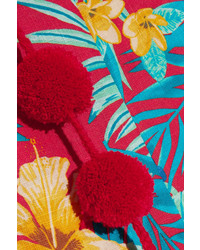 Miguelina Electra Lace Trimmed Printed Linen Jumpsuit Crimson