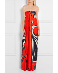 SOLACE London Hannah Printed Twill Gown Tomato Red