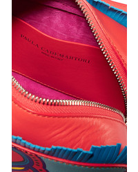 Paula Cademartori Didi Fringed Printed Leather Shoulder Bag Red
